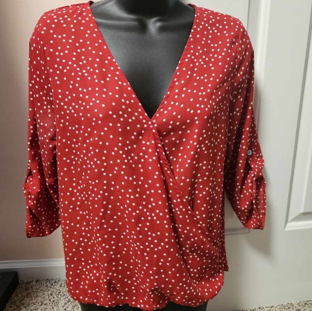 Stylish Red Polka Dot Blouse by West Kei